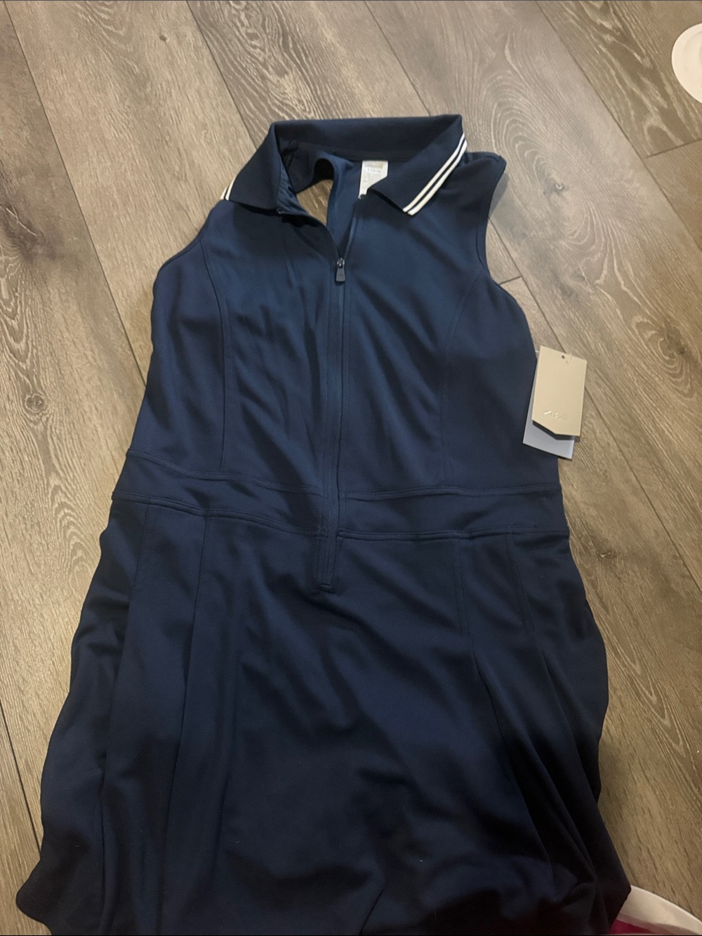 Avia Navy Sleeveless Polo Dress with White Collar Trim